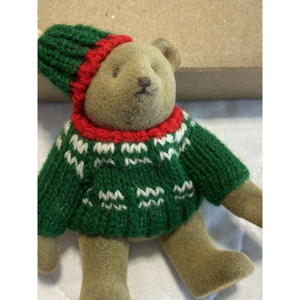 Gund Teddy Bear Miniature Jointed Winter Sweater & Hat Vintage HTF